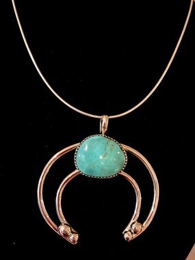 Navajo Turquoise & 925 Sterling Silver Necklace, Stamped & Signed